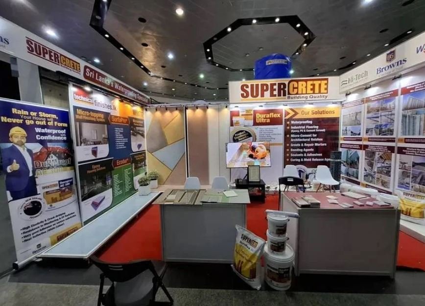 Supercrete exhibition stand showcasing waterproofing and construction chemical solutions